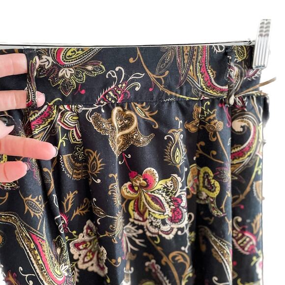 Vintage floral vine union made pleated knee length skirt retro prairie size M/L - Picture 4 of 8